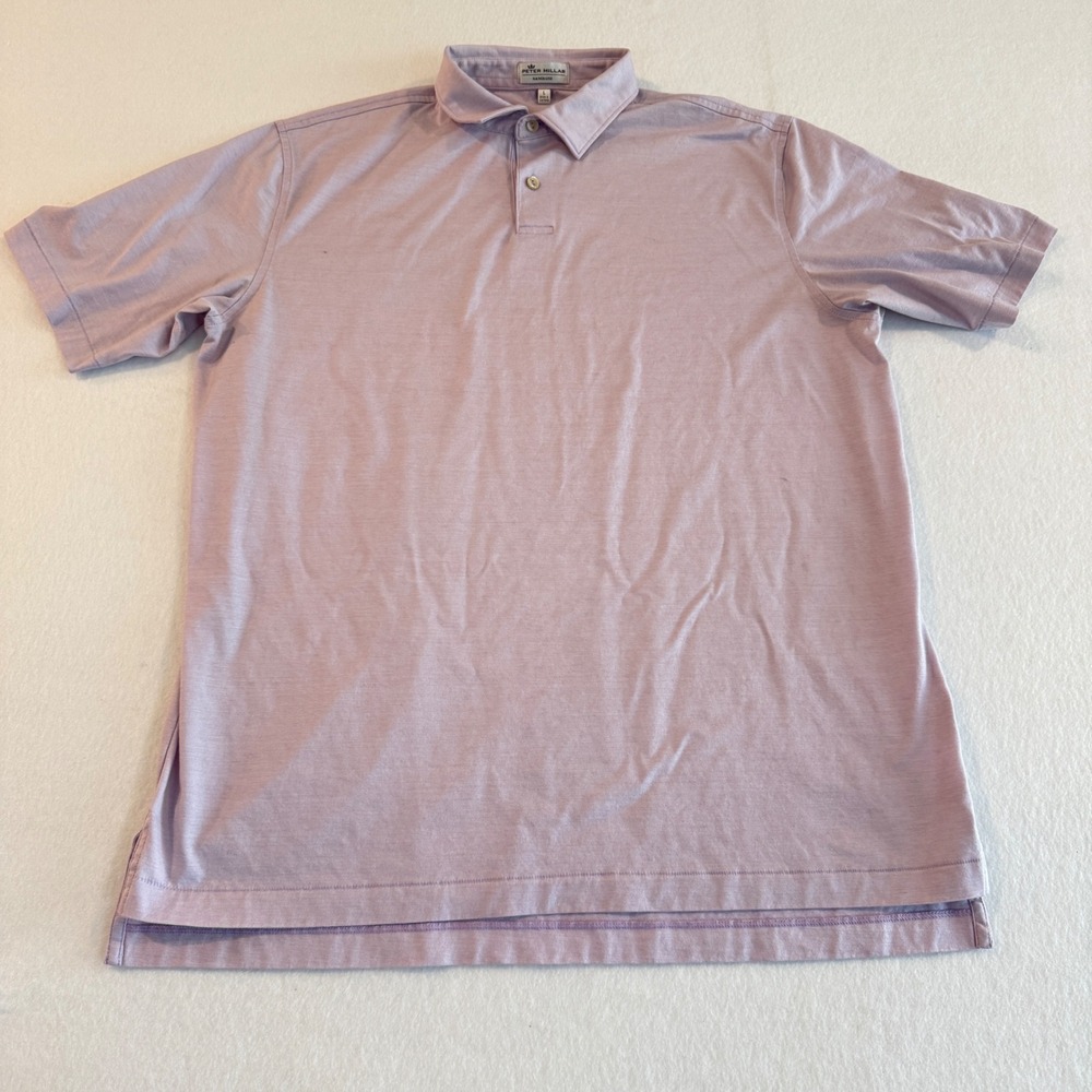 Peter Millar Nanoluxe Polo Shirt Mens Large Lavender Purple‎ Short Sleeve Cotton